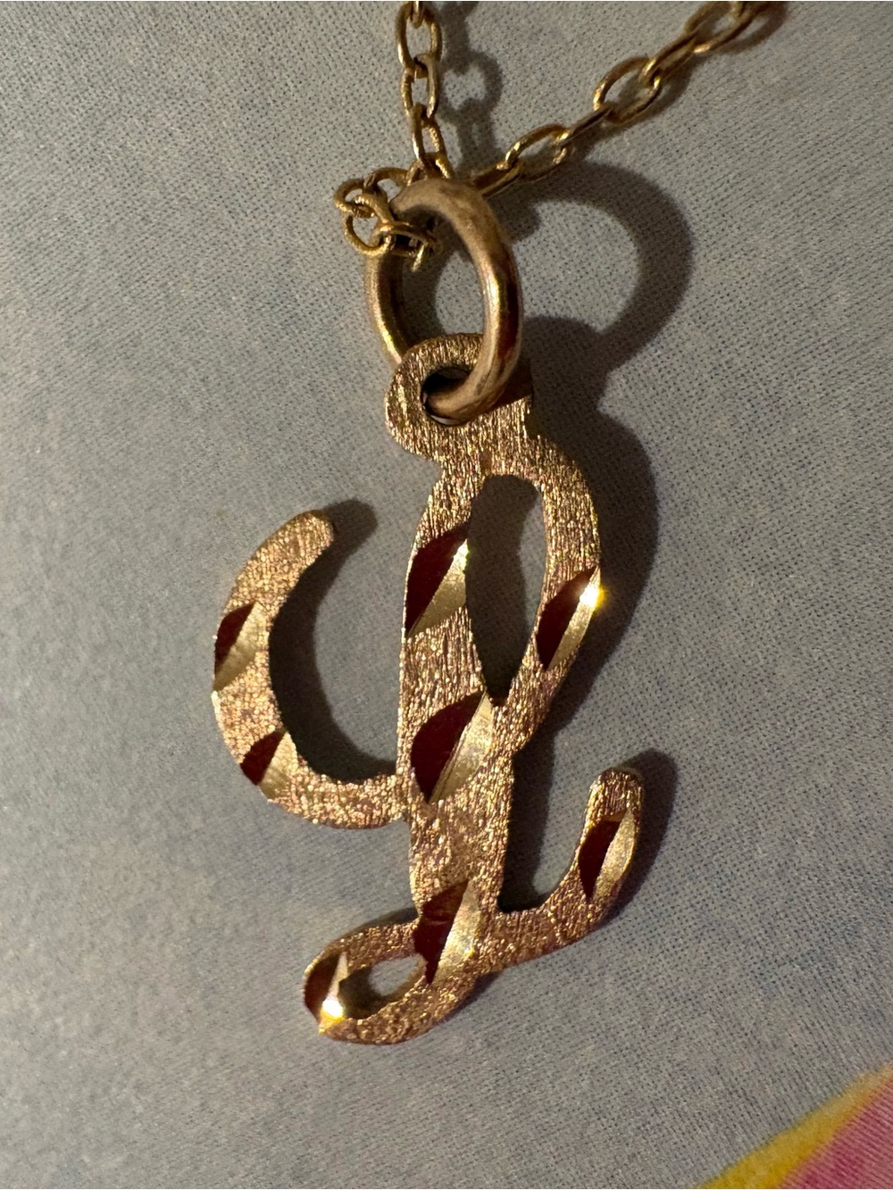 14k Script Initial “L” Pendant